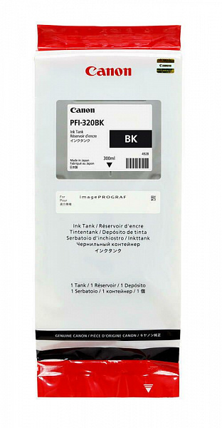 Картридж Canon PFI-320BK черный увеличенный оригинальный, ресурс  300 страниц